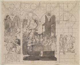 Designs for a triptych with scenes from the Song of the Nibelungs