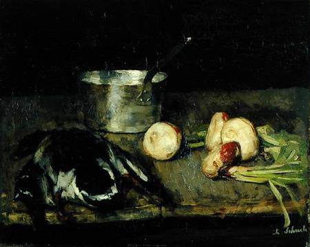 Still life with casserole and wild duck a Carl Schuch