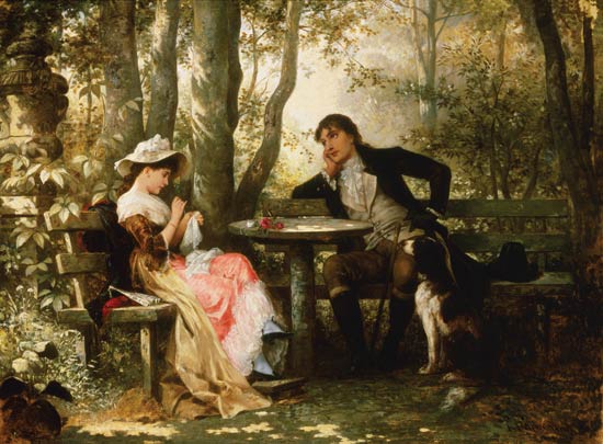 A chat in the park. a Carl Schweninger