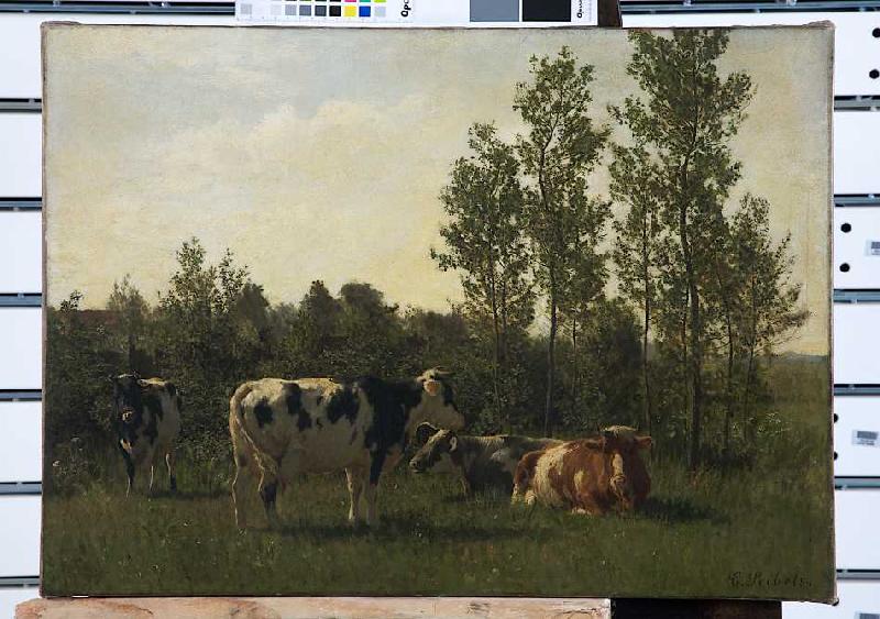 Viehweide (Landschaft mit Kühen) a Carl Seibels
