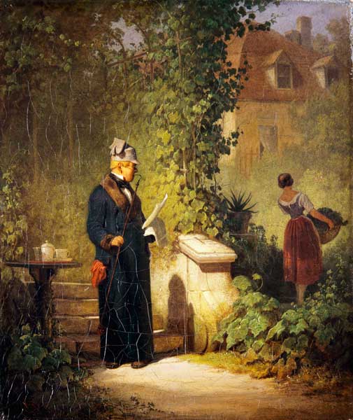 Newspaper reader in the garden a Carl Spitzweg