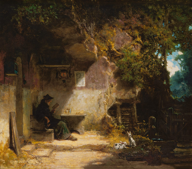 The Hermit in front of His Retreat a Carl Spitzweg