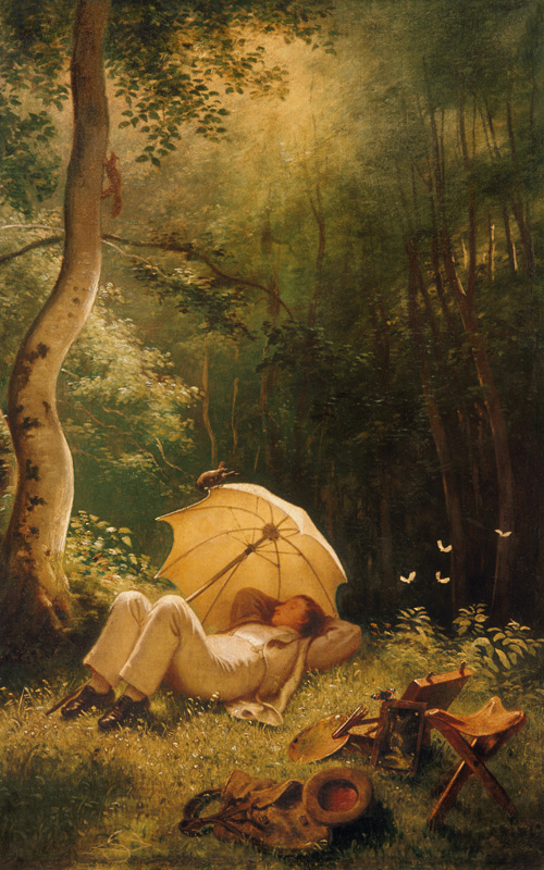 Der Maler (Rast im Walde) a Carl Spitzweg