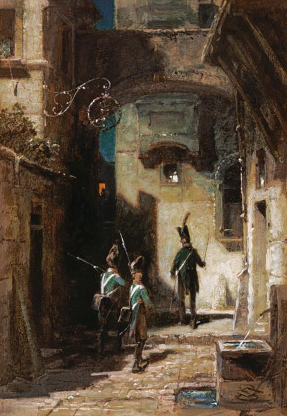 The gathering guard duty a Carl Spitzweg