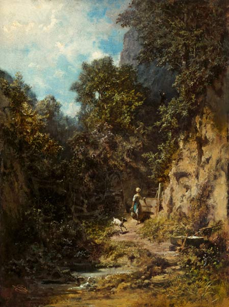 Girl with goat a Carl Spitzweg