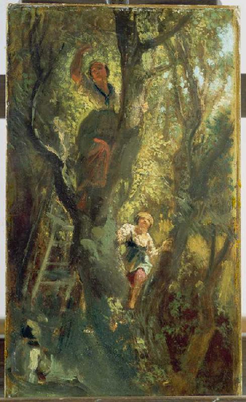 Mädchen auf dem Baum a Carl Spitzweg