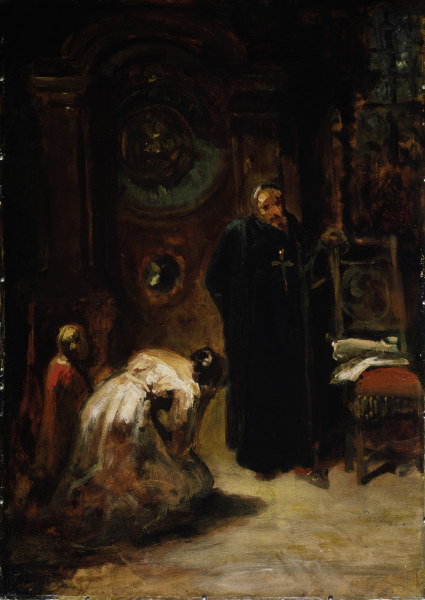 Spitzweg / Confession / Painting, c.1875 a Carl Spitzweg