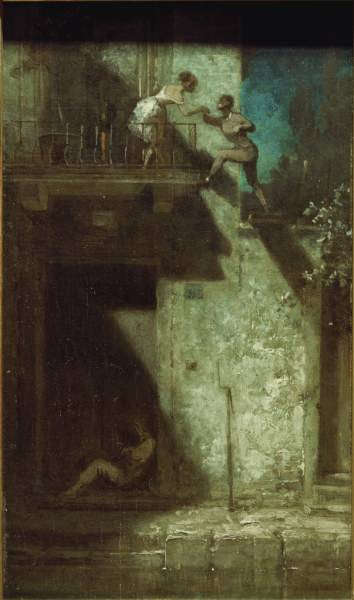Spitzweg / Rendezvous at Night / c. 1875 a Carl Spitzweg