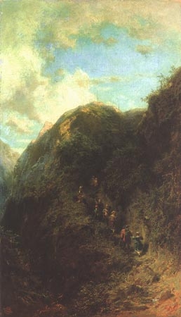 Tourists in the mountains a Carl Spitzweg