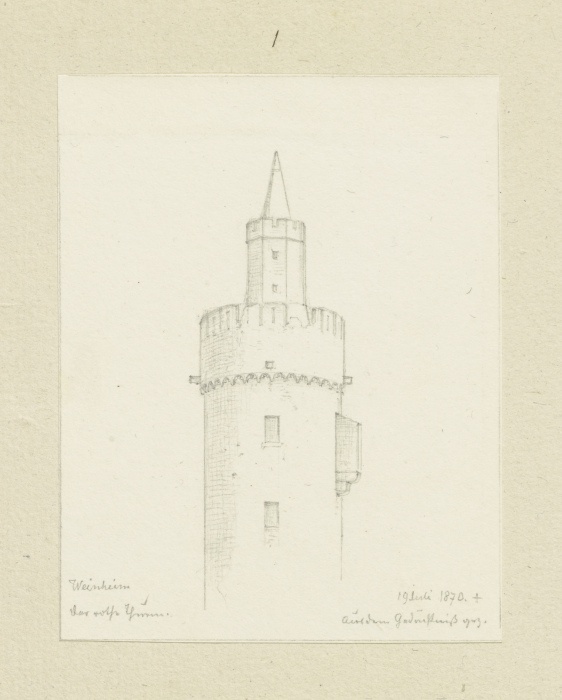 Der rote Turm in Weinheim a Carl Theodor Reiffenstein