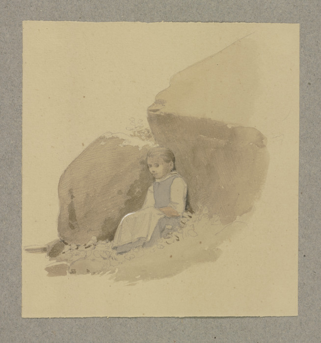 Mädchen im Schatten eines Felsens sitzend a Carl Theodor Reiffenstein