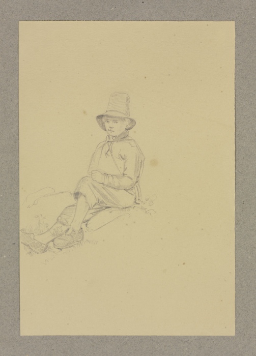 Sitting boy with hat a Carl Theodor Reiffenstein