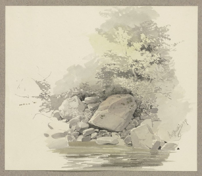 Steinblöcke an einem Gewässer a Carl Theodor Reiffenstein