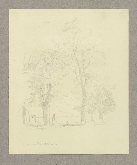 Zwei Figuren unter Bäumen in Wimpfen a Carl Theodor Reiffenstein