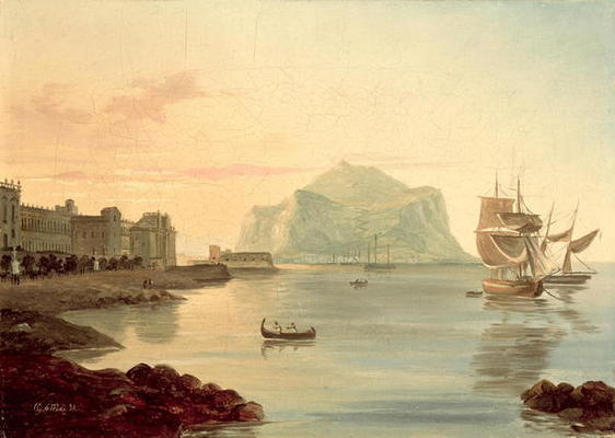 Palermo Harbour with Mount Pellegrino, 1831 (oil on canvas) a Carl Wilhelm Götzloff