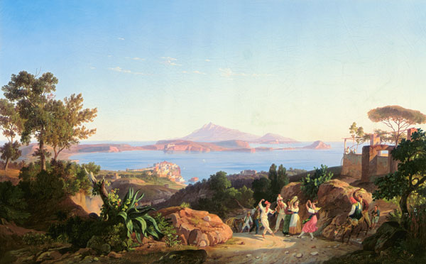 View of the Gulf of Pozzuoli with Mount Solfatara, c.1830 (oil on canvas) a Carl Wilhelm Götzloff