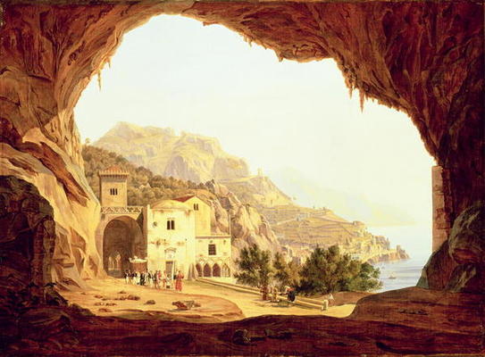 View from a Grotto over the Amalfi Coast, c.1842 (oil on canvas) a Carl Wilhelm Götzloff