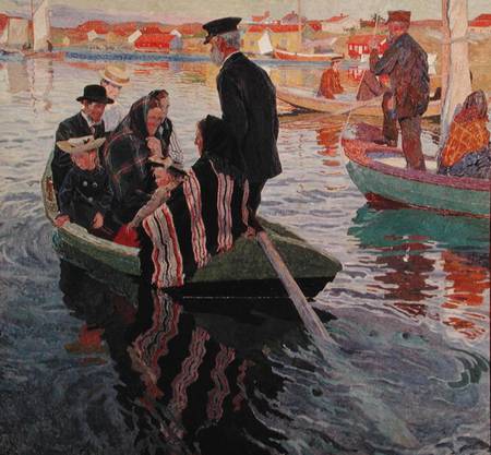 Church Goers in a Boat a Carl Wilhelmson