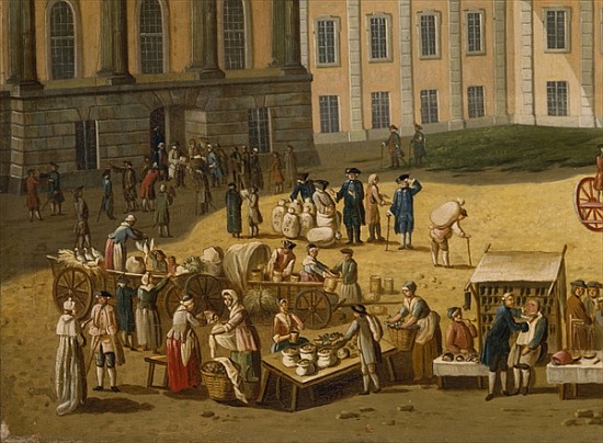 Market in the Alter Markt, Potsdam, 1772 (detail from 330433) a Carl Christian Baron