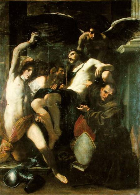 Christ Adored by Angels, St. Sebastian and St. Bonaventure a Carlo Bononi