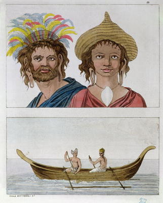 Inhabitants of Easter Island, from 'Le Costume Ancien et Moderne' by Jules Ferrario, c.1820 (coloure a Carlo Botticelli