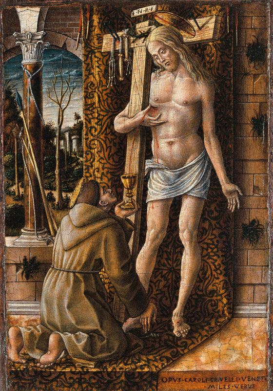 Saint Francis Catches the Blood of Christ from the Wounds a Carlo Crivelli