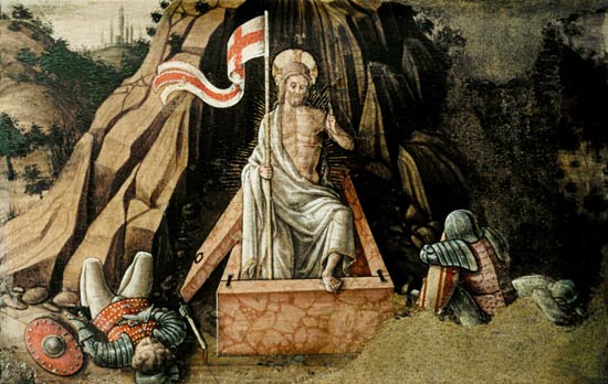 The Resurrection, right hand predella panel from the San Silvestro polyptych a Carlo Crivelli