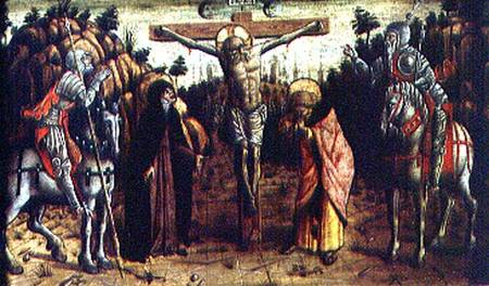 The Crucifixion, central left hand predella panel from the San Silvestro polyptych a Carlo Crivelli
