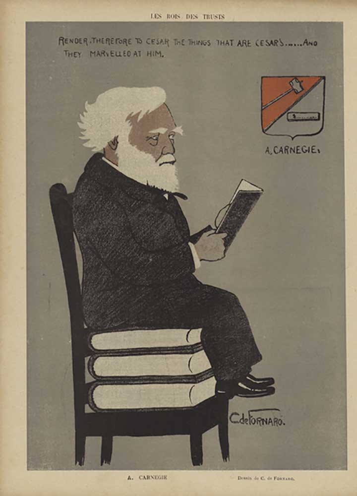 The King of Trusts. Andrew Carnegie. Illustration for Le Rire a Carlo de Fornaro