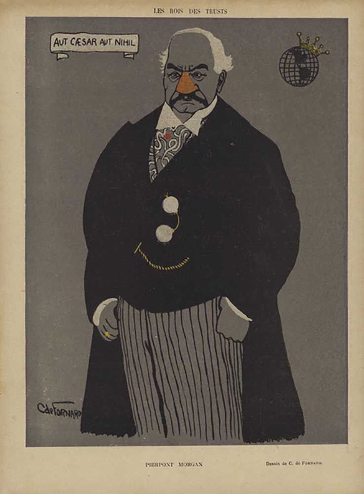 J P Morgan, American financier, banker and philanthropist. Illustration for Le Rire a Carlo de Fornaro