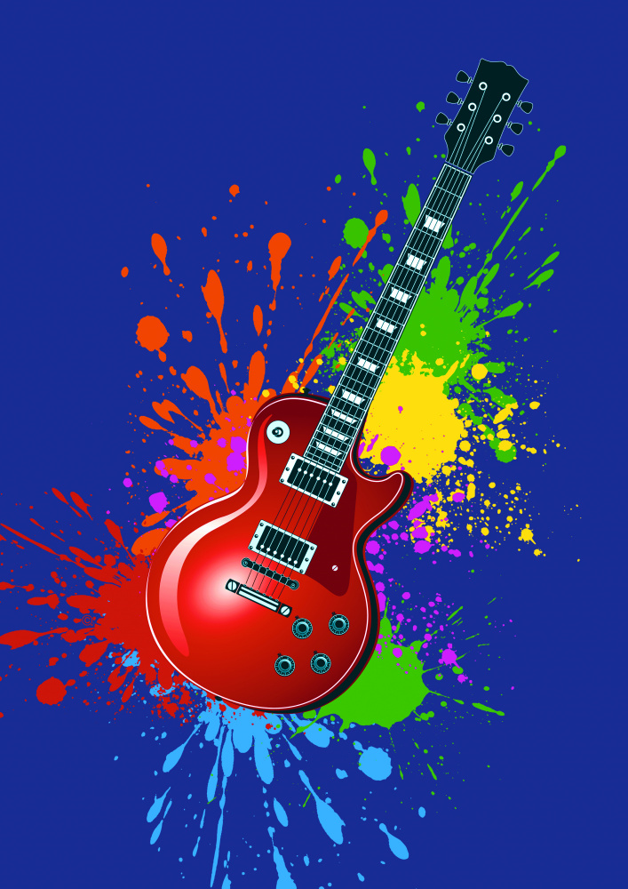 Electric Guitar Pop Art Colours (h) a Carlo Kaminski