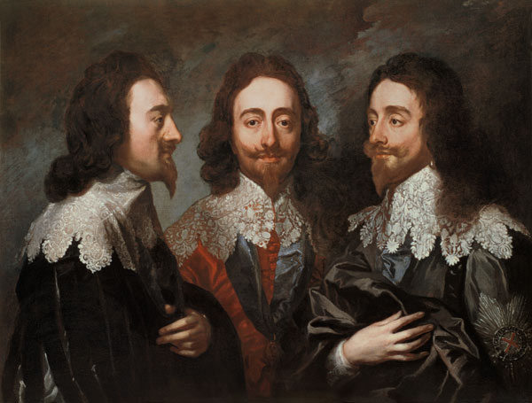 Charles I in Three Positions (1600-49) Painting after Van Dyck a Carlo Maratta