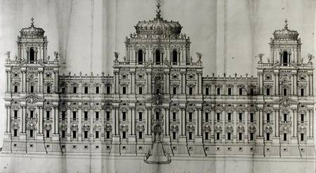 Project for the east facade of the Louvre, from 'Recueil du Louvre' volume I fol. 10 a Carlo Rainaldi