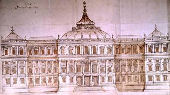 Second Design for the Principal Facade of the Louvre (pen & ink on paper) a Carlo Rainaldi