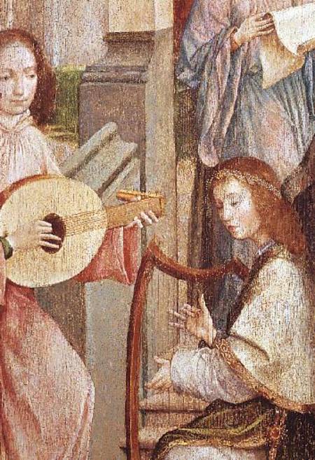 The Annunciation, detail of two Angels Playing Instruments a Carlos