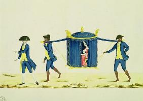 A Noblewoman Being Carried by Two Slaves