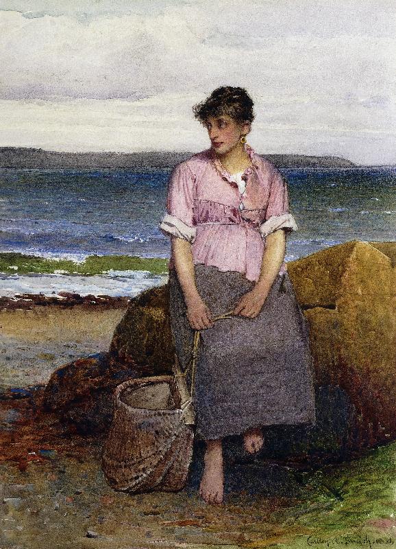 Ein junges Fischermädchen am Meer (A Young Fishergirl by the Sea) a Carlton Alfred Smith