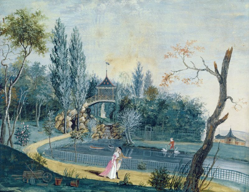 The Lake and Chinese Pavilion in the Park at Le Raincy, c.1754-93 (gouache on paper) a Carmontelle