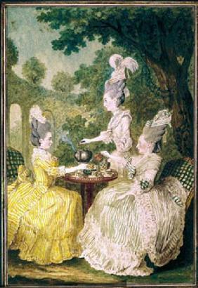 La Marquise de Montesson, La Marquise de Crest and la Comtesse de Damas drinking tea