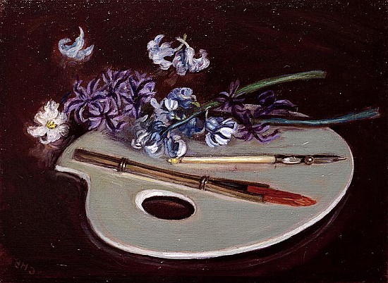 Porcelain Palette with Flowers (oil on canvas)  a Caroline  Hervey-Bathurst