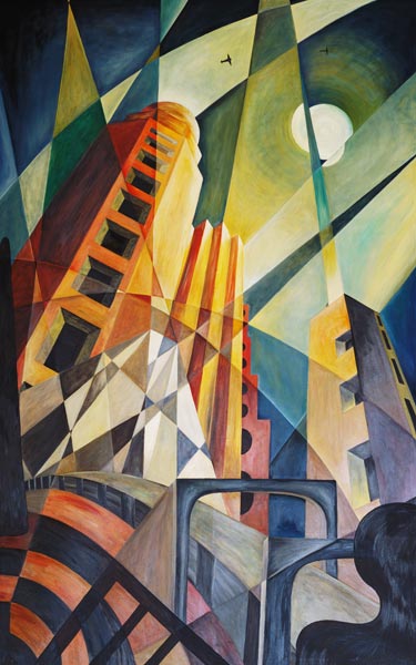 City in Shards of Light (oil on canvas)  a Carolyn  Hubbard-Ford