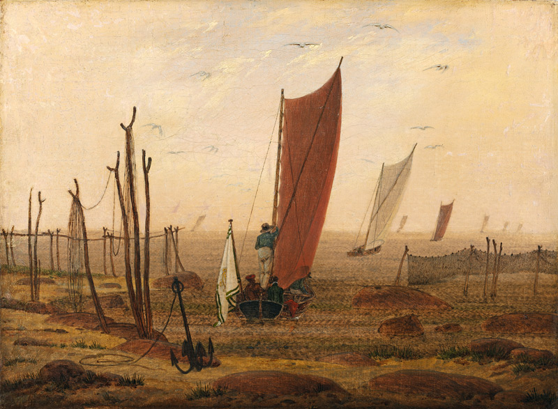 Der Morgen (Ausfahrende Boote) a Caspar David Friedrich