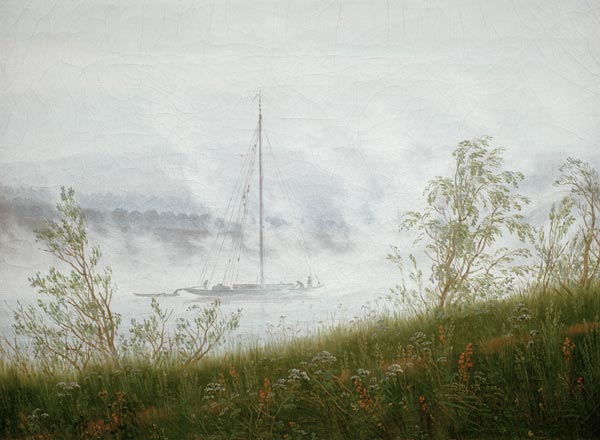 Elbschiff in the early morning mist a Caspar David Friedrich
