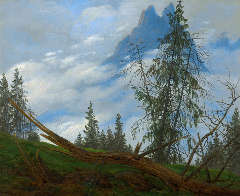Cima di montagna tra le nuvole a Caspar David Friedrich
