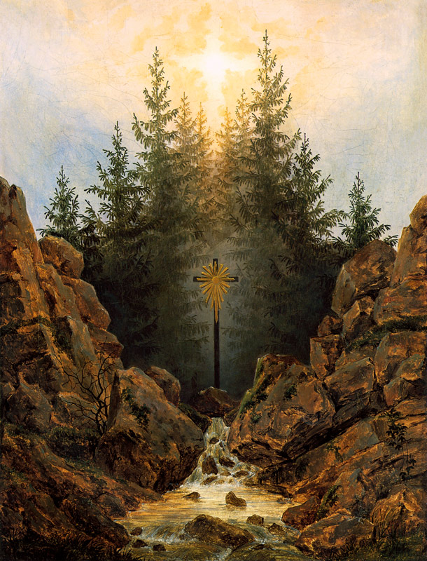 Croce in un bosco a Caspar David Friedrich