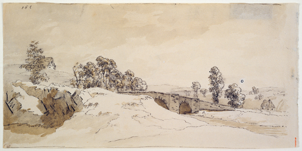 Landscape with bridge a Caspar David Friedrich