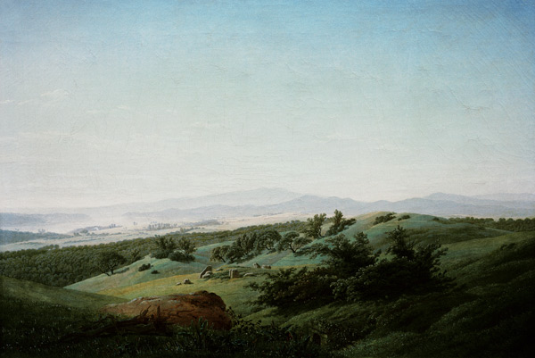 Landscape with lake a Caspar David Friedrich