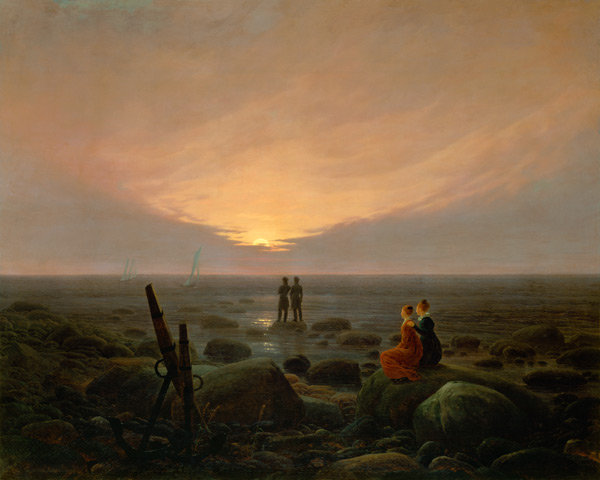 Plenilunio dal mare a Caspar David Friedrich