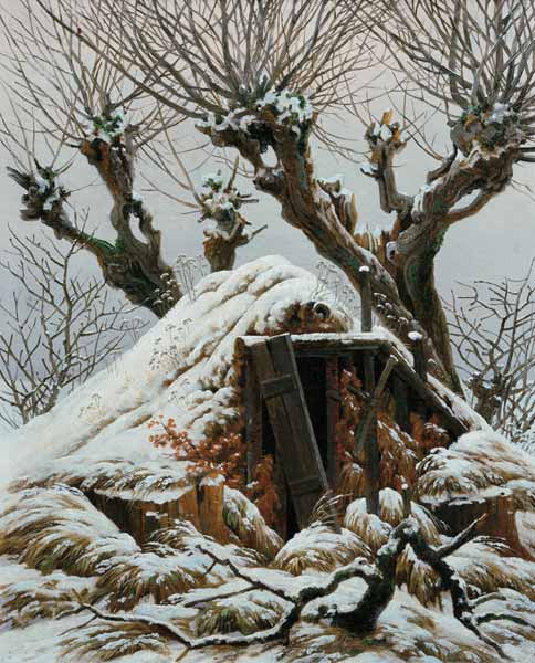 Snow-covered huts a Caspar David Friedrich