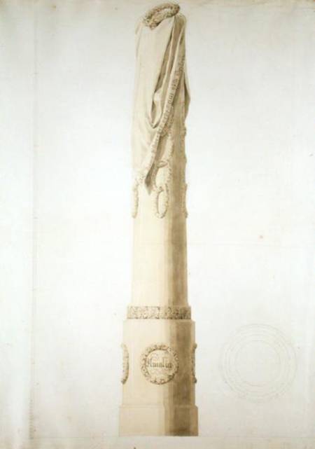 Design for a Commemorative Column (pen, pencil and sepia on a Caspar David Friedrich